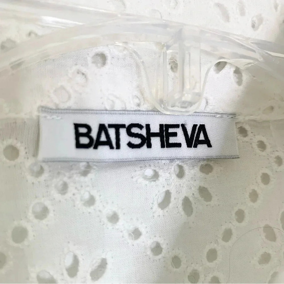 NWT Batsheva Cotton Eyelet Lace Broderie Anglaise Bow Detail Blouse White Size 6 - Picture 9 of 13